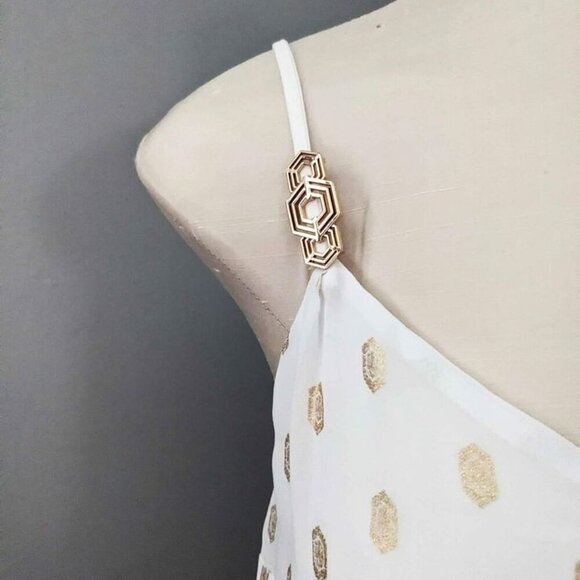 WHBM White House Black Market Cami Blouse Tank Gold Accents Cocktail Small - Picture 4 of 5